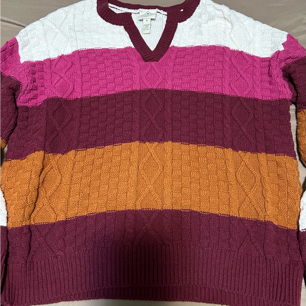 St. John’s Bay Women’s Knitted Colorblock Sweater - Picture 2 of 4